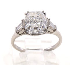 3.11 Carat H VS1 Cushion Brilliant Diamond Platinum Engagement Ring