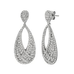 Orecchini a goccia con diamanti naturali da 3,11 carati G SI in oro bianco 14k