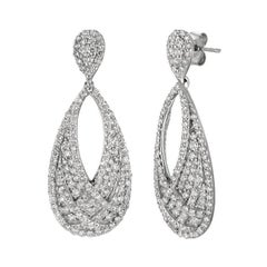 Boucles d'oreilles en goutte en or blanc 14 carats avec diamants naturels de 3,11 carats G SI