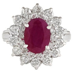 Natural Ruby Diamond Ring in 14 Karat White Gold 
