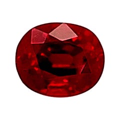 3.11 Carat "Pigeon's Blood" Burmese Ruby Oval GIA, Unset 3-Stone Ring Gemstone
