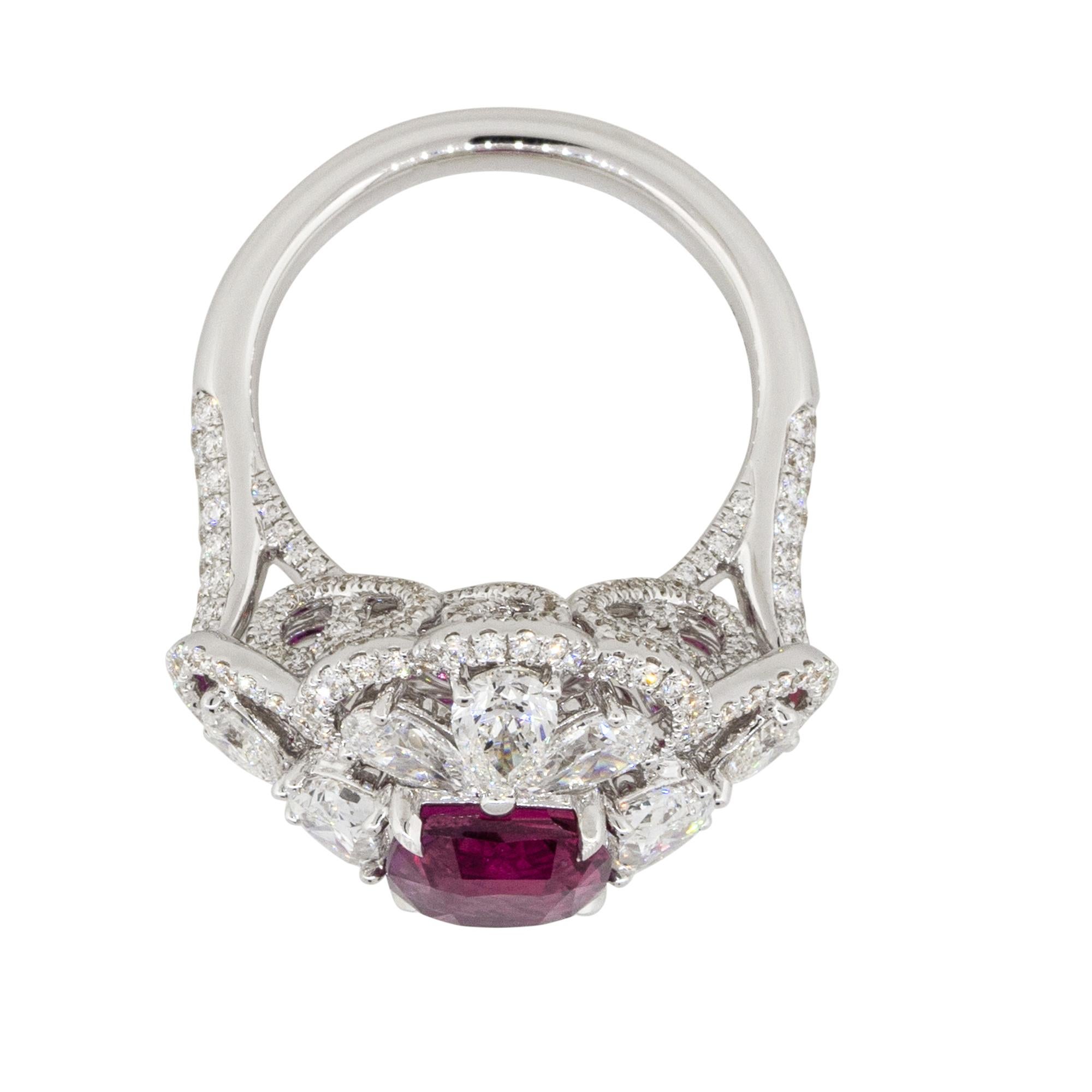 3.11 Carat Pink Sapphire Diamond Cocktail Ring 18 Karat in Stock 1
