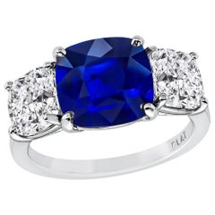 3.11 Carat Sapphire GIA Certified 2.12 Carat Diamond Platinum Ring