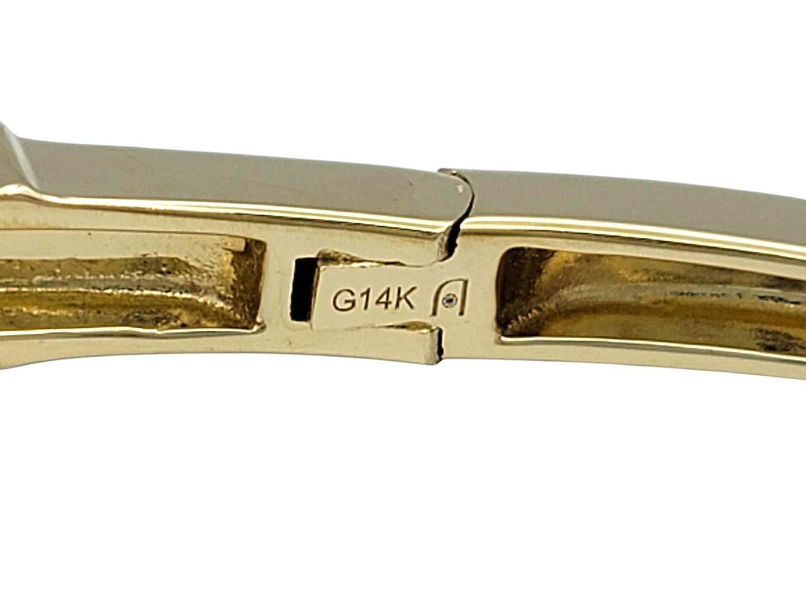 3.11 Carat Total Double Row Diamond Chevron Bangle Bracelet in 14 Karat Gold For Sale 2