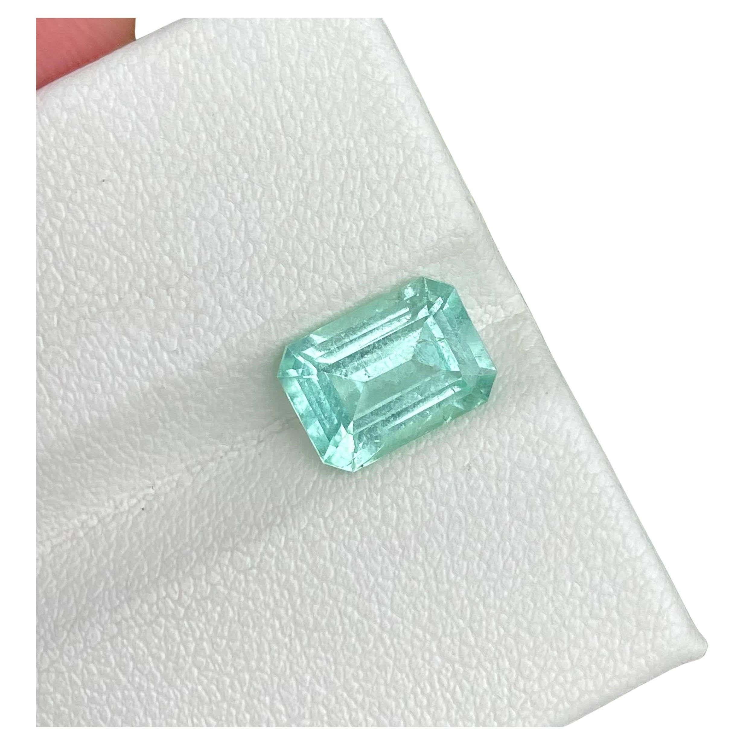 Modern 3.11 Carats Seafoam Loose Tourmaline Stone Emerald Cut Natural Afghan Gemstone For Sale