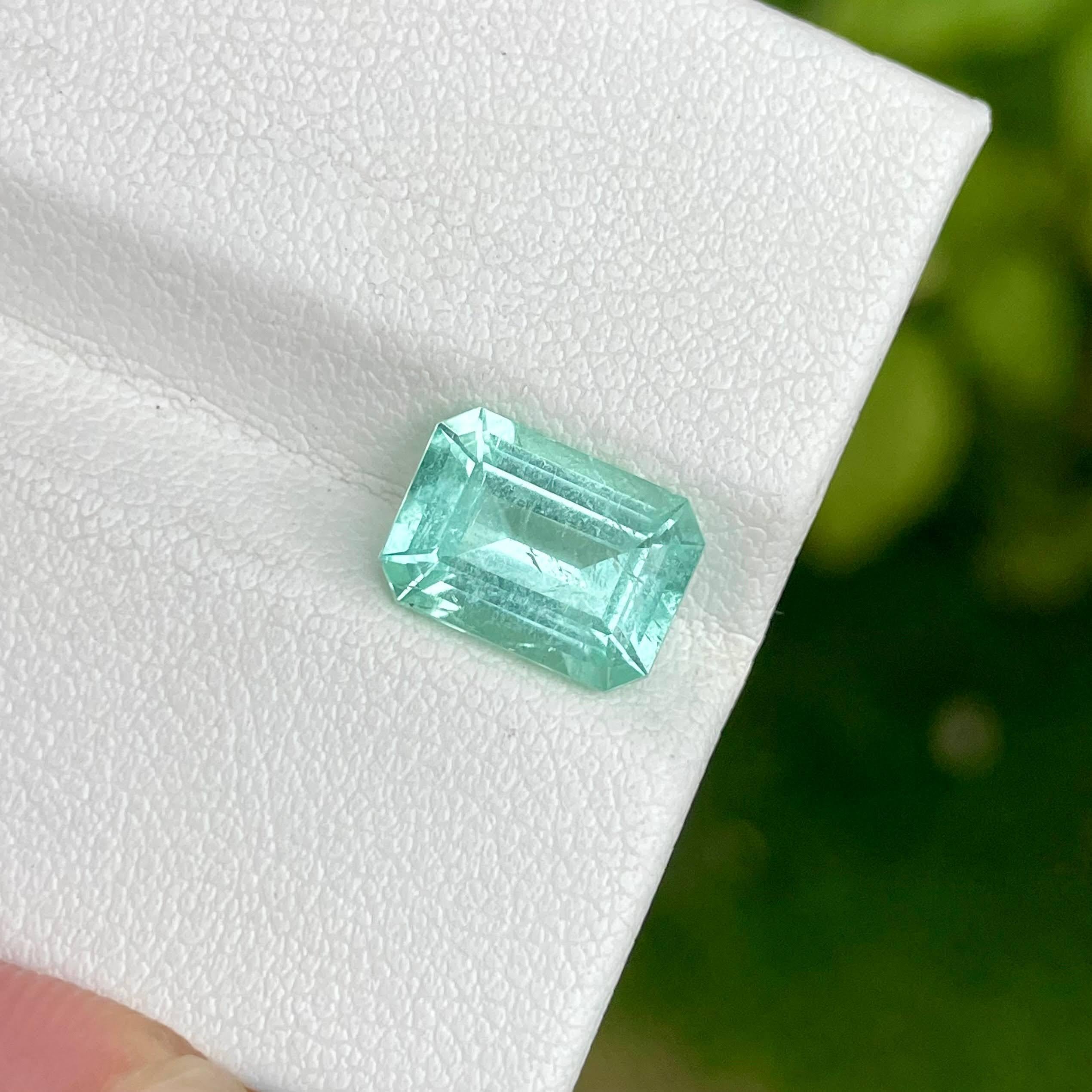 3.11 Carats Seafoam Loose Tourmaline Stone Emerald Cut Natural Afghan Gemstone For Sale 1