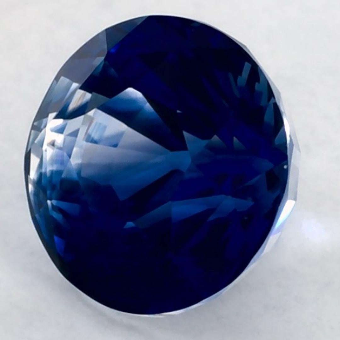 3.11 Ct Blue Sapphire Round Loose Gemstone (pierre précieuse en vrac) Pour femmes en vente