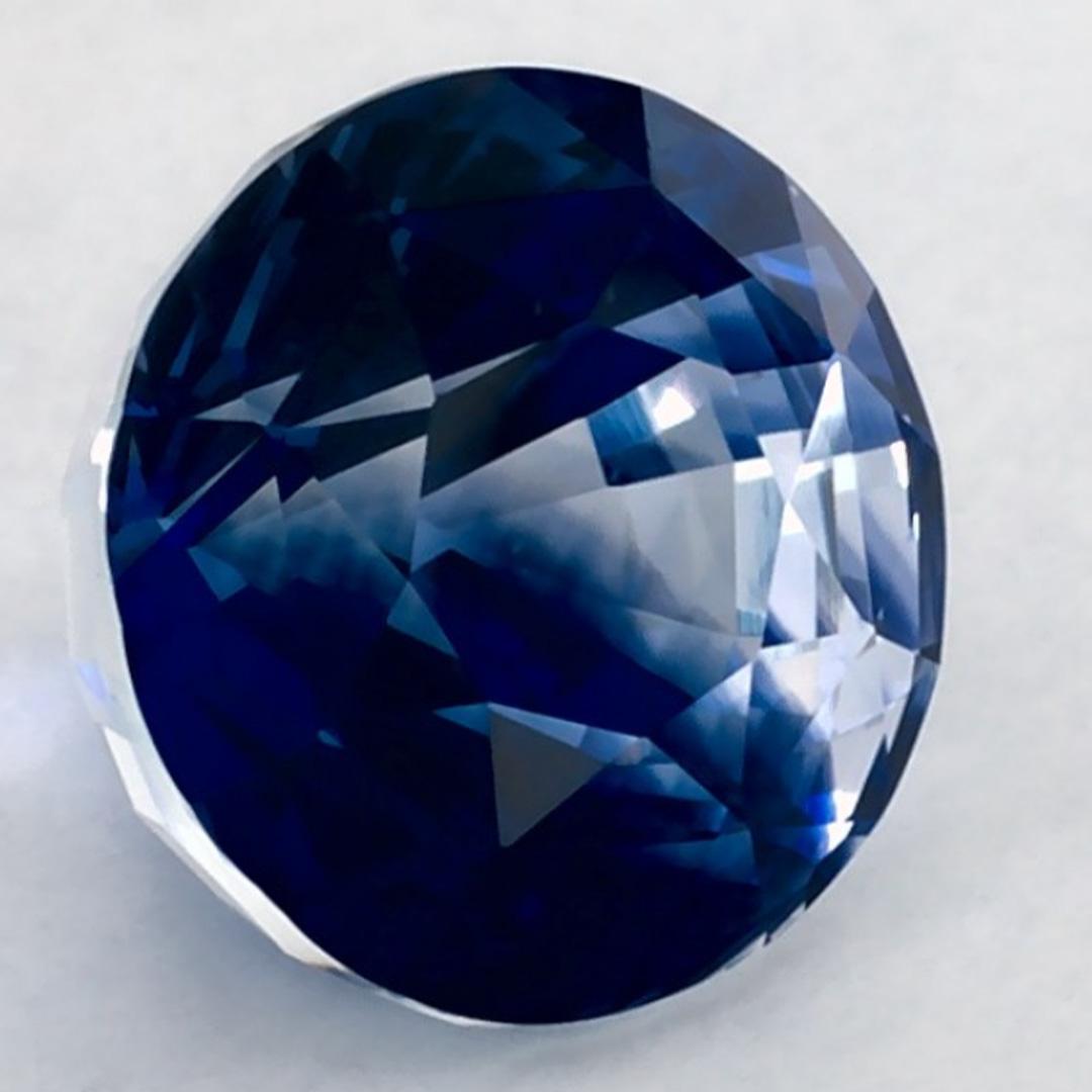 3.11 Ct Blue Sapphire Round Loose Gemstone (pierre précieuse en vrac) en vente 2