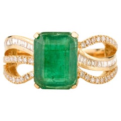 3.11 CT Regal Emerald Diamond Cocktail Ring Crafted in 14K Yellow Gold for Her