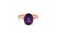 3.11 Ct Amethyst Halo Ring 925 Sterling Silver 18K Rose Gold Plated Bridal Ring