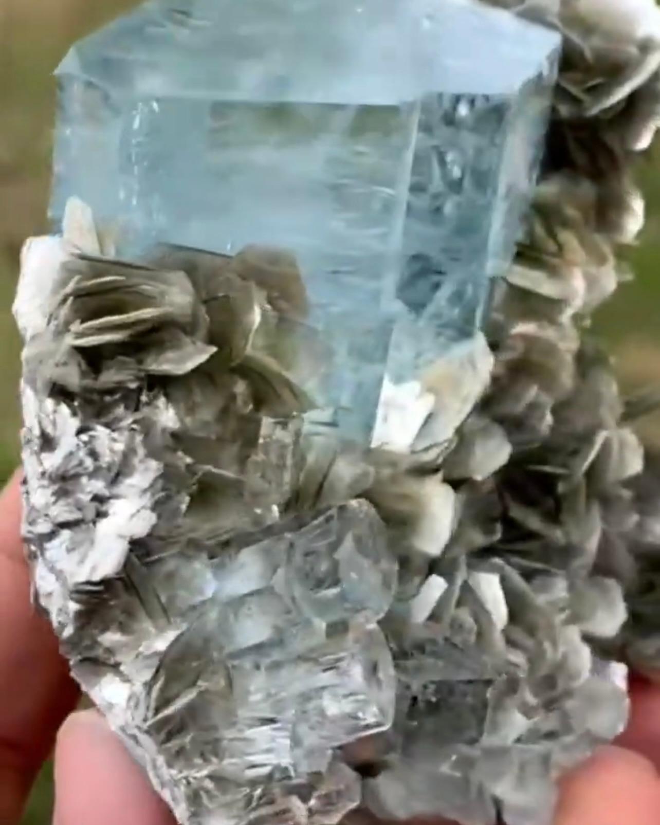 Informationen zum Produkt:

Name der Probe: Aquamarin auf Muskovit-Matrix
Gewicht: 311 Gramm
Abmessungen: H: 6,5 x B: 8,5 x T: 4 cm 
Behandlung: Keine
Herkunft: Nagar-Tal, Bezirk Skardu, Provinz Gilgit Baltistan, Pakistan

Beschreibung:

Der