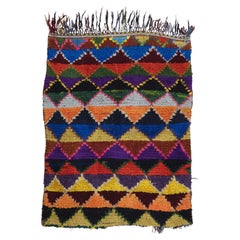 3’11” x 5’1” Bou 06 Multicolor Handmade Moroccan Cotton/Wool Boucherouite Rug