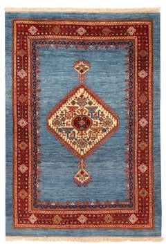 3'11" x 5'8" Tribal Qashqaii Hand-Knotted Wool Rug
