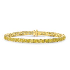 1 Carat GIA Fancy Yellow Cushion Cut Diamond Tennis Bracelet