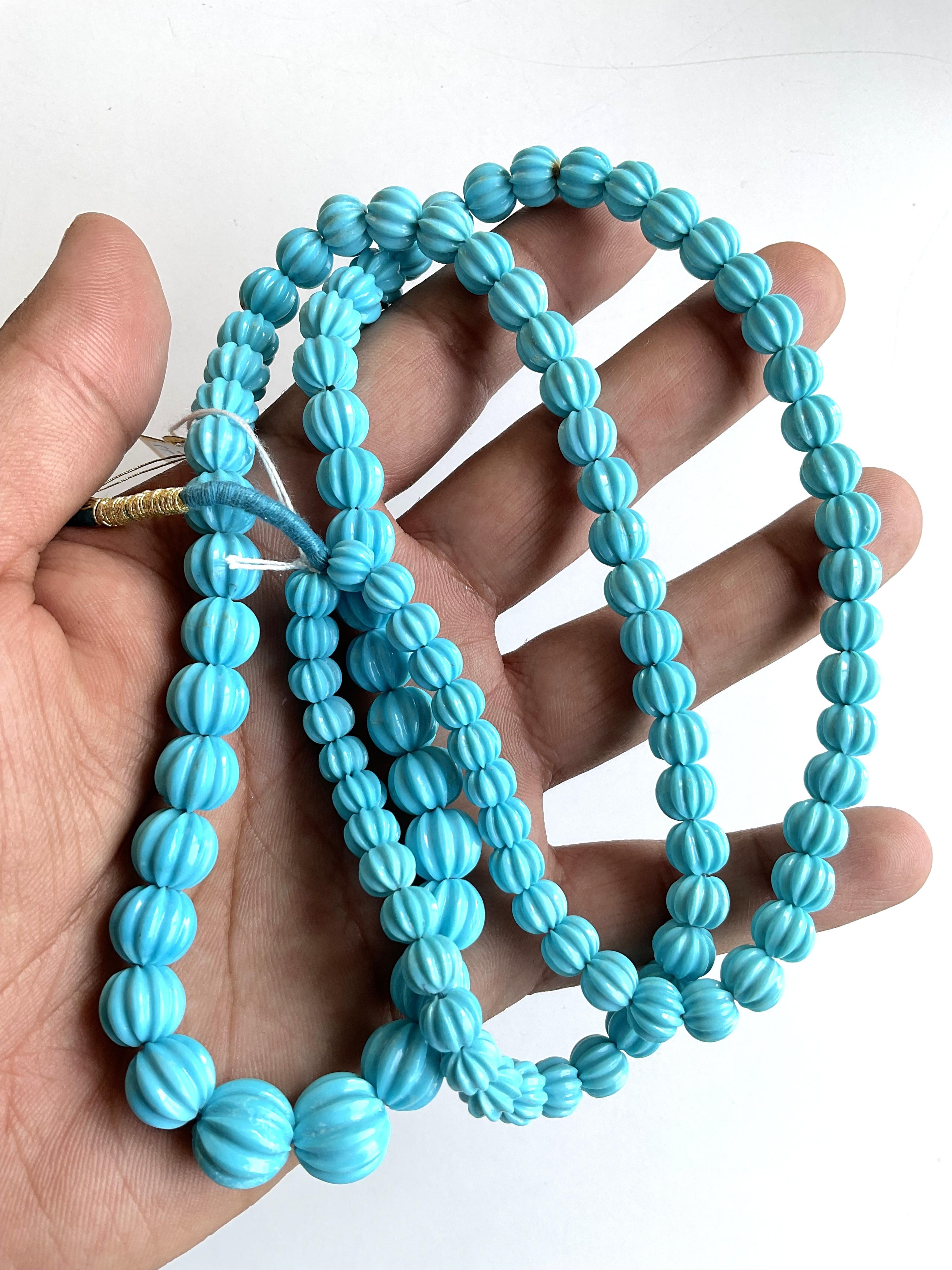 311.50 Carats Turquoise Melon Beads Necklace Top Quality Arizona Natural Gem For Sale 1