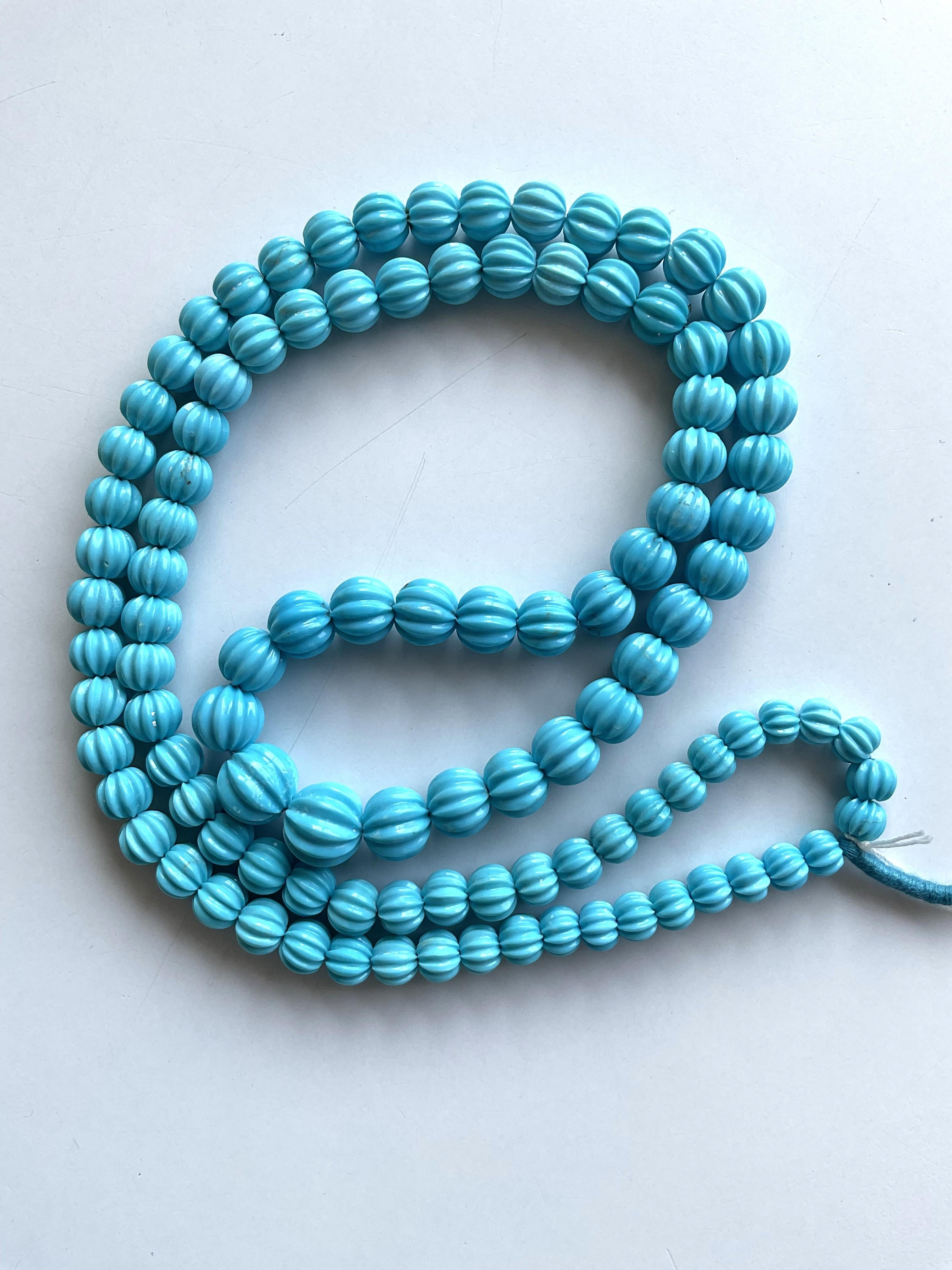 311.50 Carats Turquoise Melon Beads Necklace Top Quality Arizona Natural Gem For Sale 2