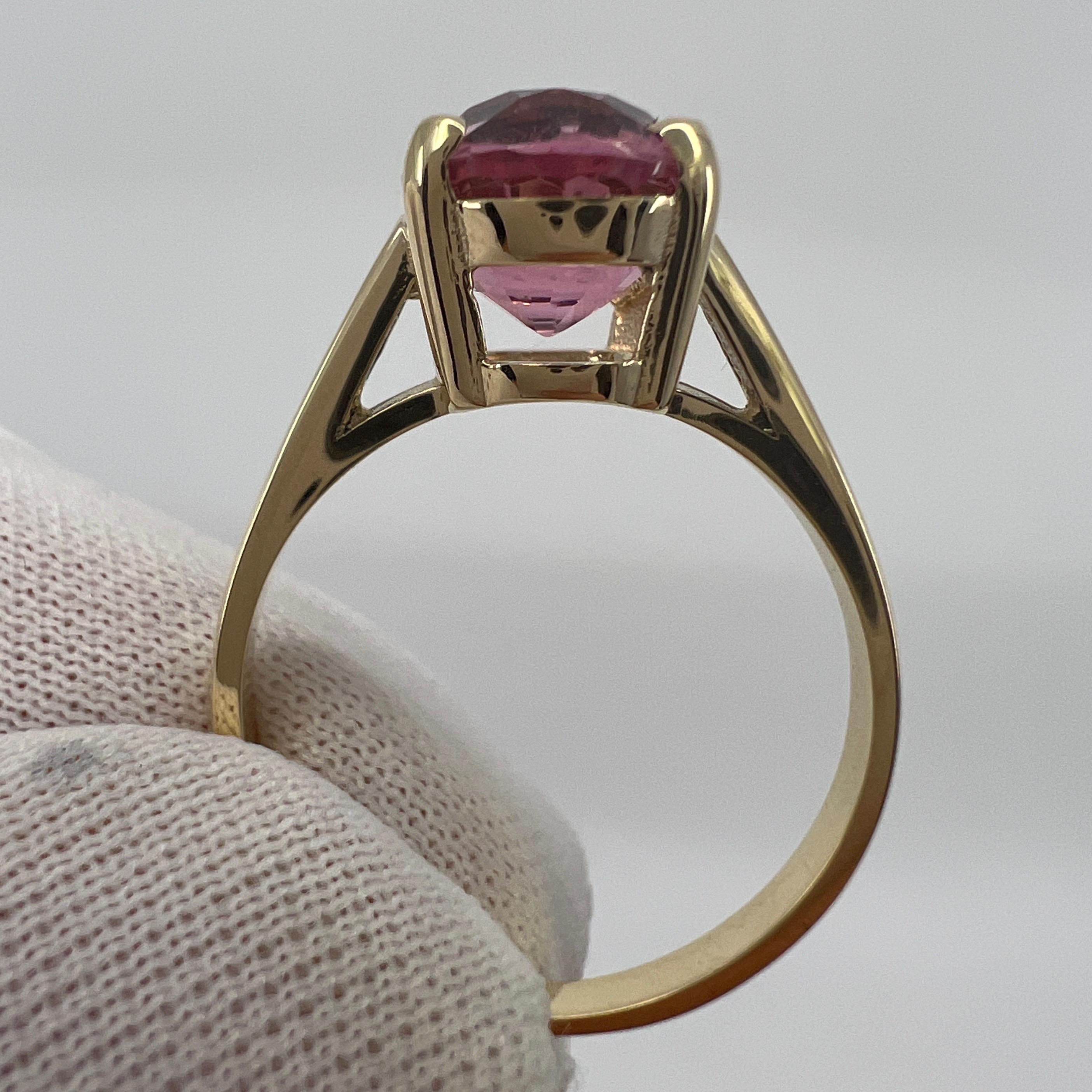 3.11ct Light Pink Natural Tourmaline Oval Cut Yellow Gold Solitaire Ring In New Condition For Sale In Birmingham, GB