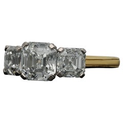 3.12 Carat Asscher Diamond Ring Brilliant White 18K Gold A Classic Statement