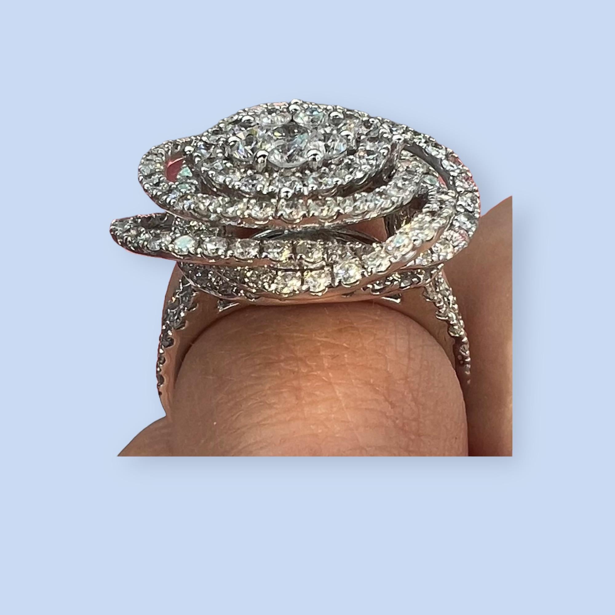  3, 12 Carat diamonds paving, 18 Carat White Gold Cocktail Ring 4