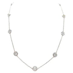 3,12 Karat natürlicher Diamant By The Yard Halskette 14 Karat Weißgold 16''