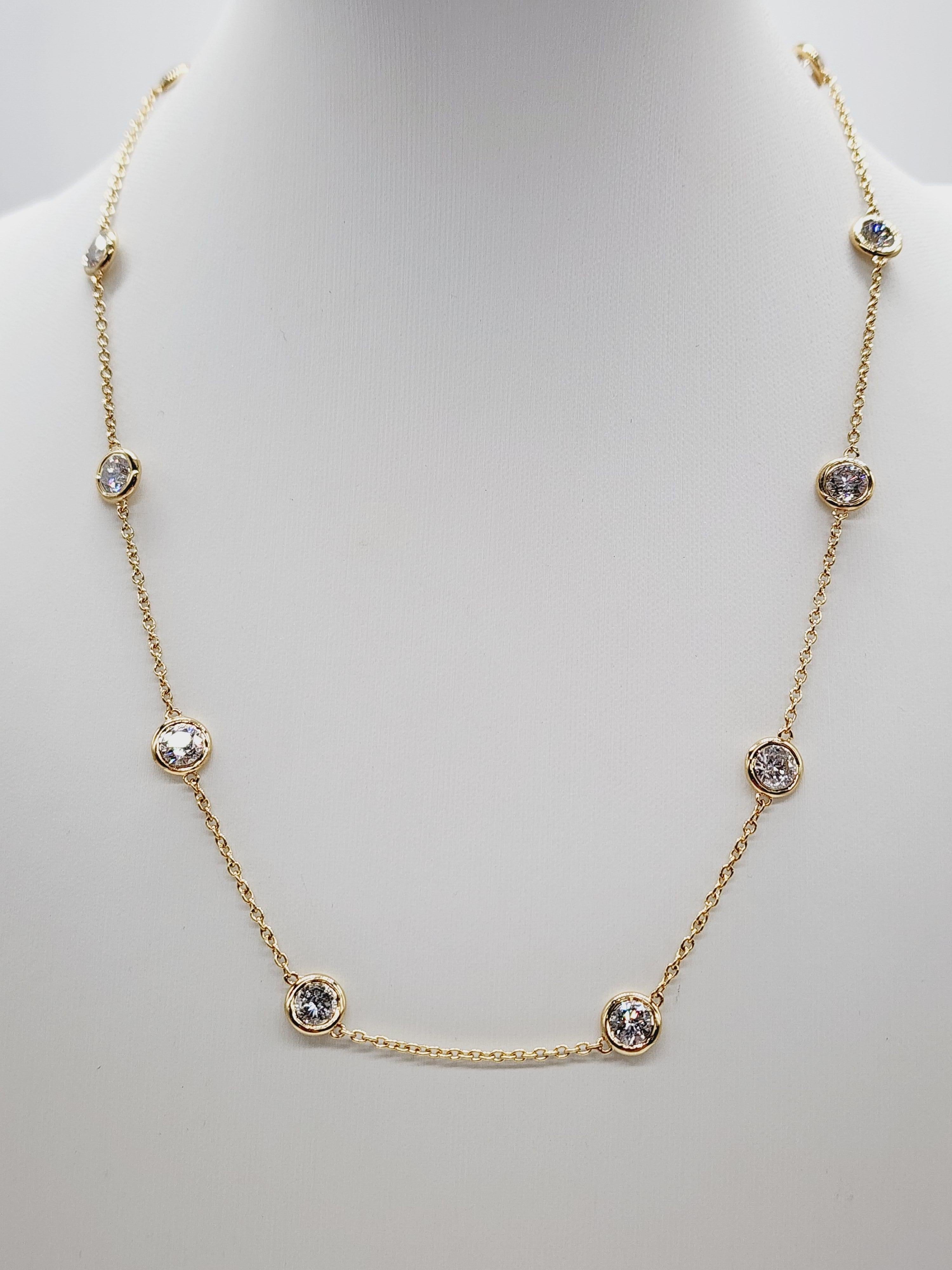 Natural Diamond by the Yard Necklace – 14K Italian Yellow Gold

Elevate your elegance with this exquisite Natural Diamond by the Yard Necklace, crafted in genuine 14K yellow gold and made in Italy. Featuring 10 dazzling diamond stations, this