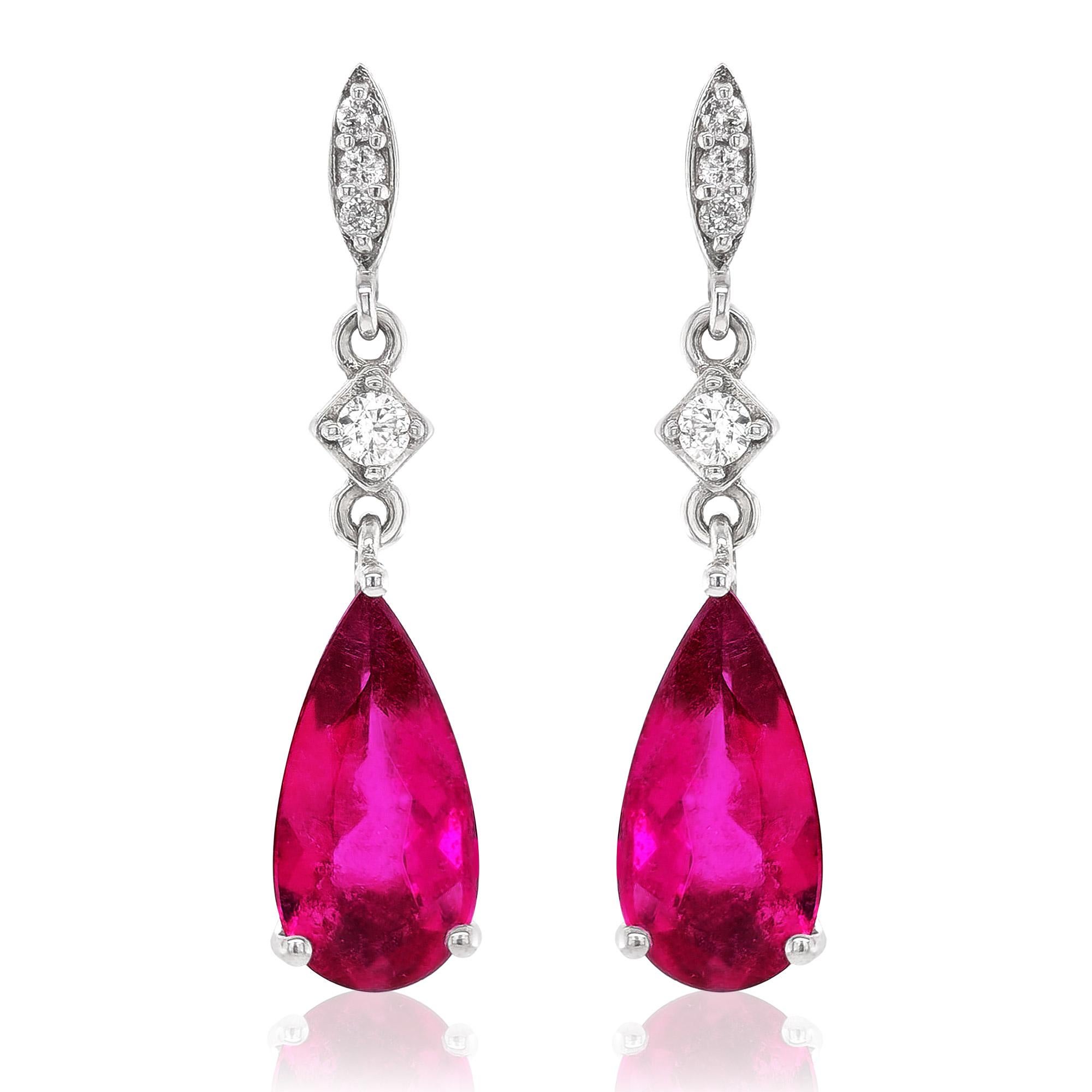 3.12 Carat Pink Tourmalines Diamonds Earrings  In New Condition In Los Angeles, CA