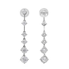 3.12 Carat SI Clarity HI Color Graduated Diamond Earrings 14 Karat White Gold