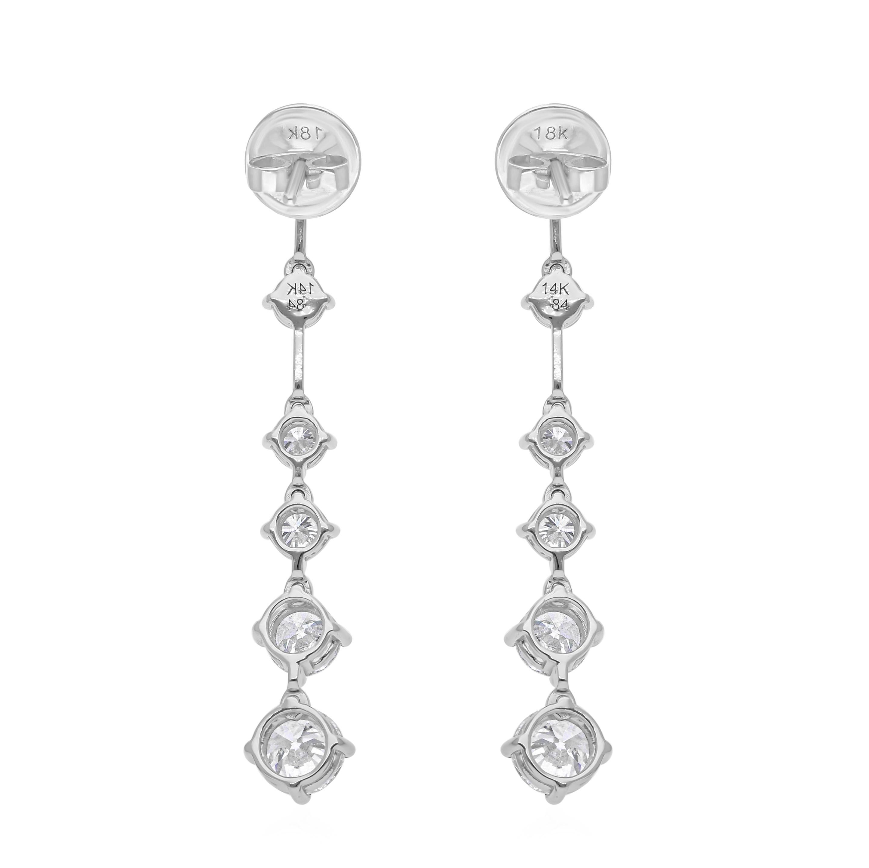 De las mujeres 3,12 quilates SI Claridad HI Color Pendientes de diamantes graduados Oro blanco de 14 quilates en venta