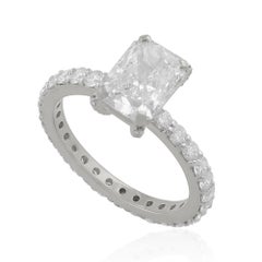 3.12 Carat SI Clarity HI Color Solitaire Diamond Band Ring 14 Karat White Gold