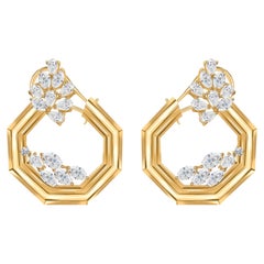 3.12 Carat SI/H Pear Marquise Diamond Earrings 18 Karat Yellow Gold Fine Jewelry