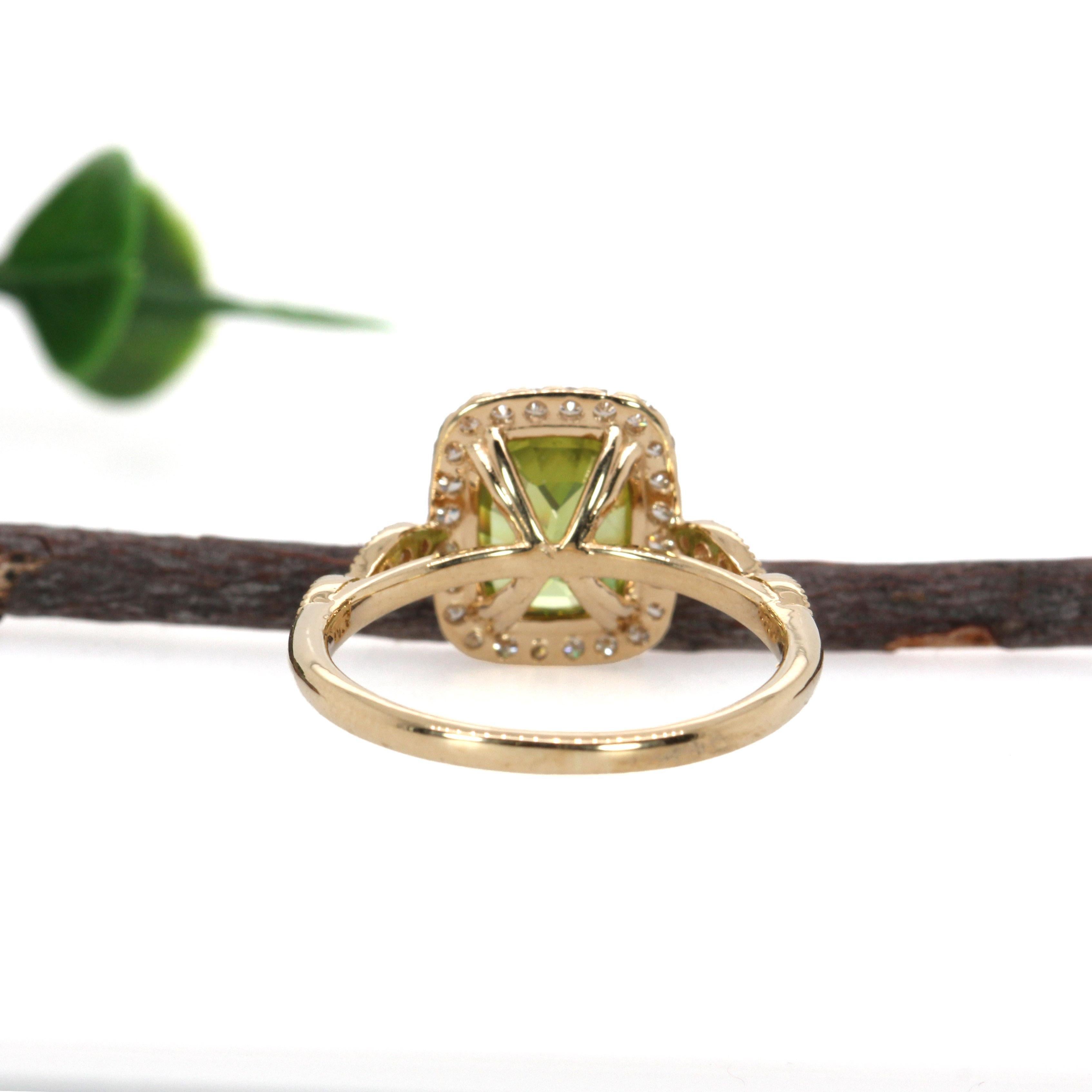 3.12 Carat Sphene Ring with Natural Diamond Accents in Solid 14K Gold  CU 9x7mm For Sale 1