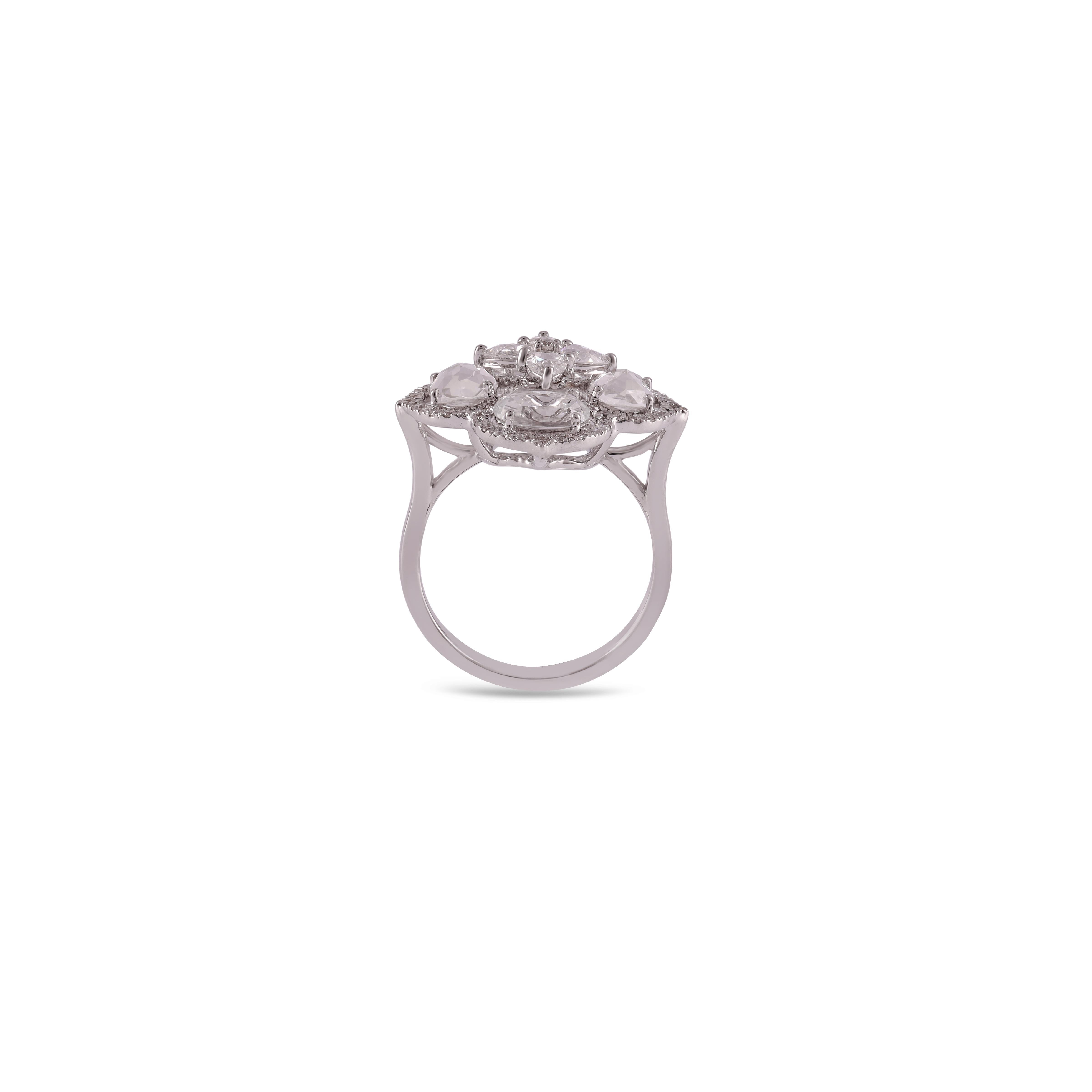 Contemporary 3.12 Carat White Sapphire and Diamond Ring in 18 Karat White Gold For Sale