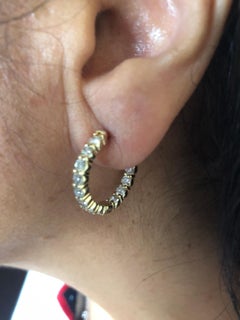 Belfiore Jewelry 3.12ct Yellow Gold Diamond Hoop Earrings