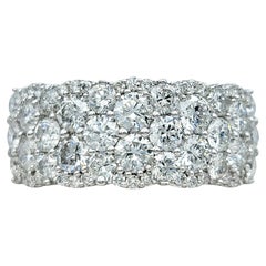 3.12 Carats Total Multi-Row Diamond Cluster Band Ring in 14 Karat White Gold