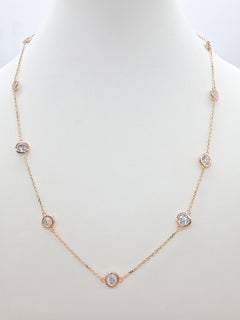 Elegant 3.12ct Natural Diamond by the Yard Necklace in 14K Rose Gold