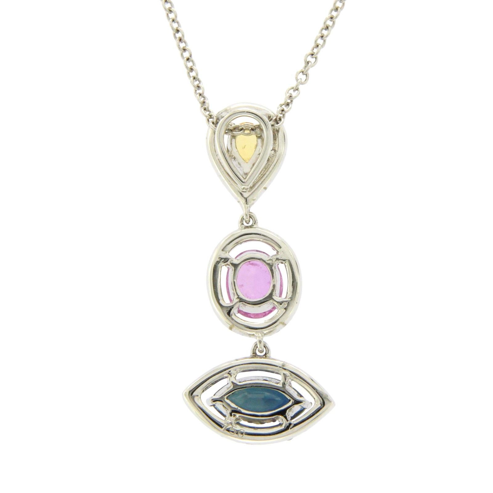 Donna Collana con più pietre naturali da 3,12 carati e diamanti da 0,55 carati in oro 14k in vendita