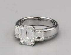 3.12 E VVS1 Emerald Cut Diamond with 1.62 Side Stones Engagement Ring