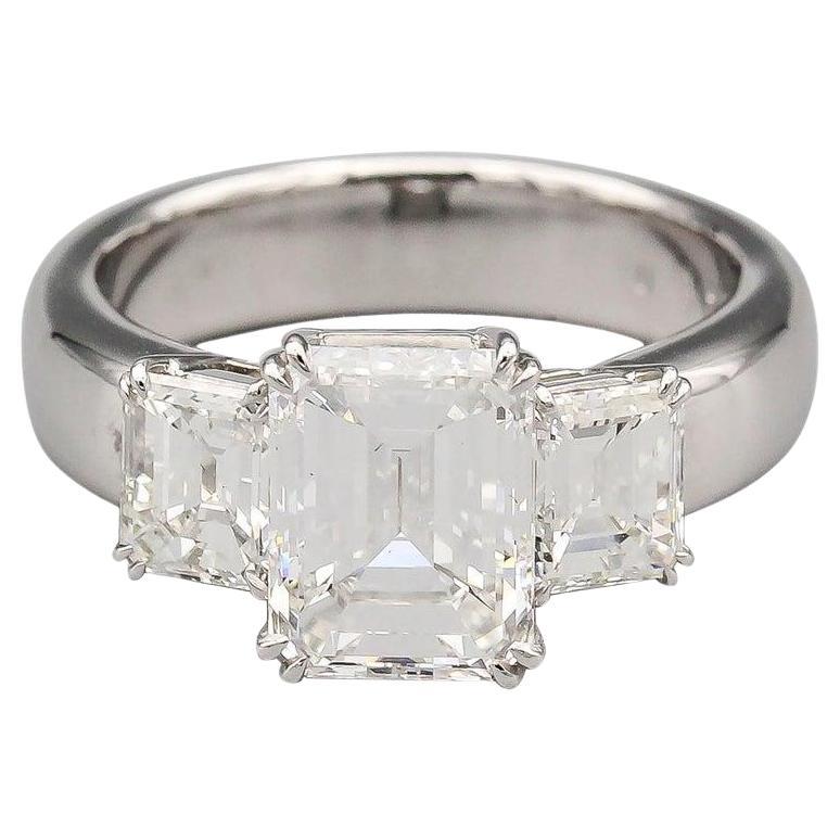3.12 E VVS1 Emerald Cut Diamond with 1.62 Side Stones Engagement Ring