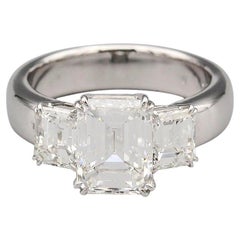 3.12 E VVS1 Emerald Cut Diamond with 1.62 Side Stones Engagement Ring