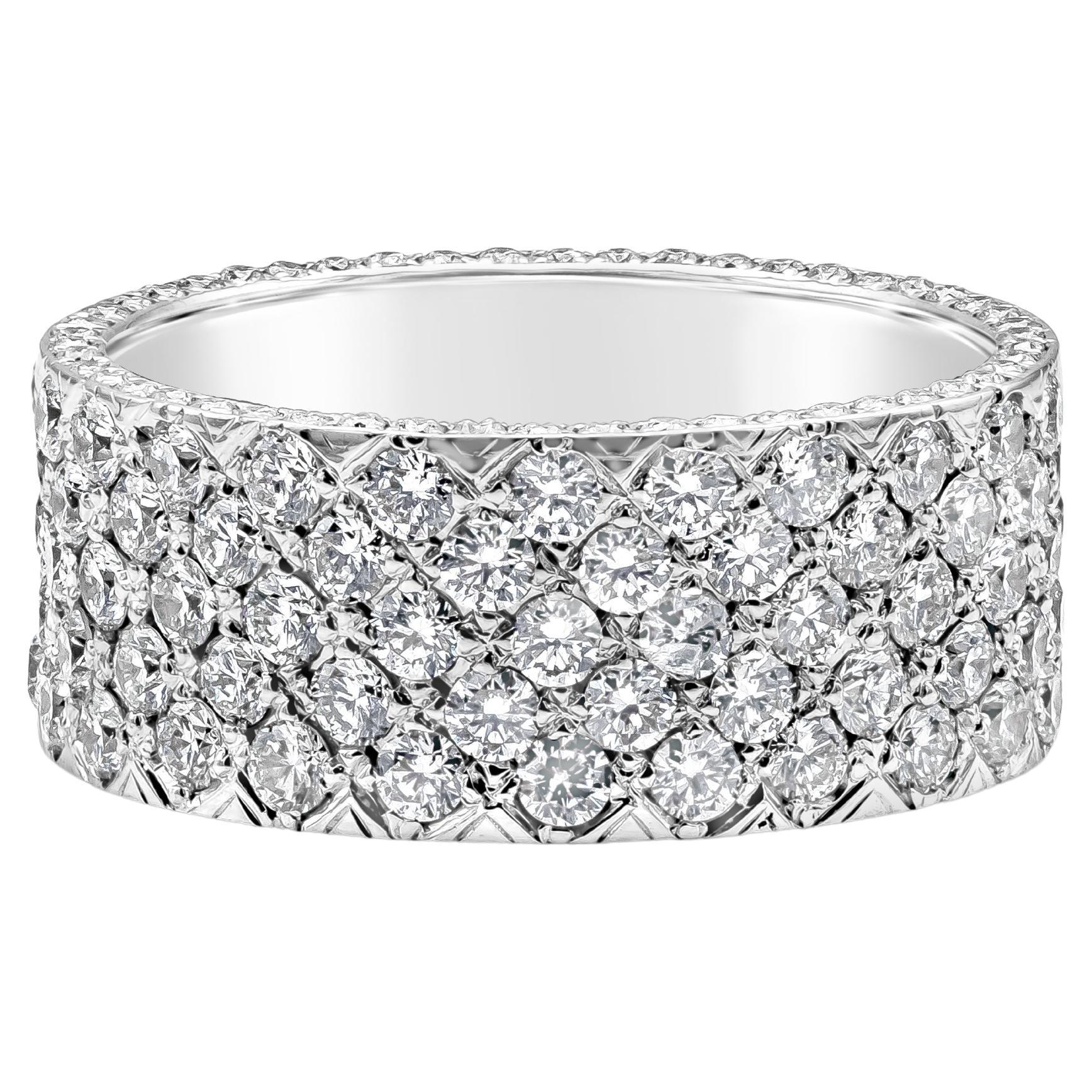 Roman Malakov 3.12 Carat Total Round Cut Diamond Wide Fashion Ring in White Gold