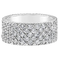 3.12 Total Carats Micro-pave Round Diamond Wide Fashion Ring in White Gold