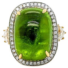 31.25 Carat Peridot Fancy Diamond Yellow Gold Ring