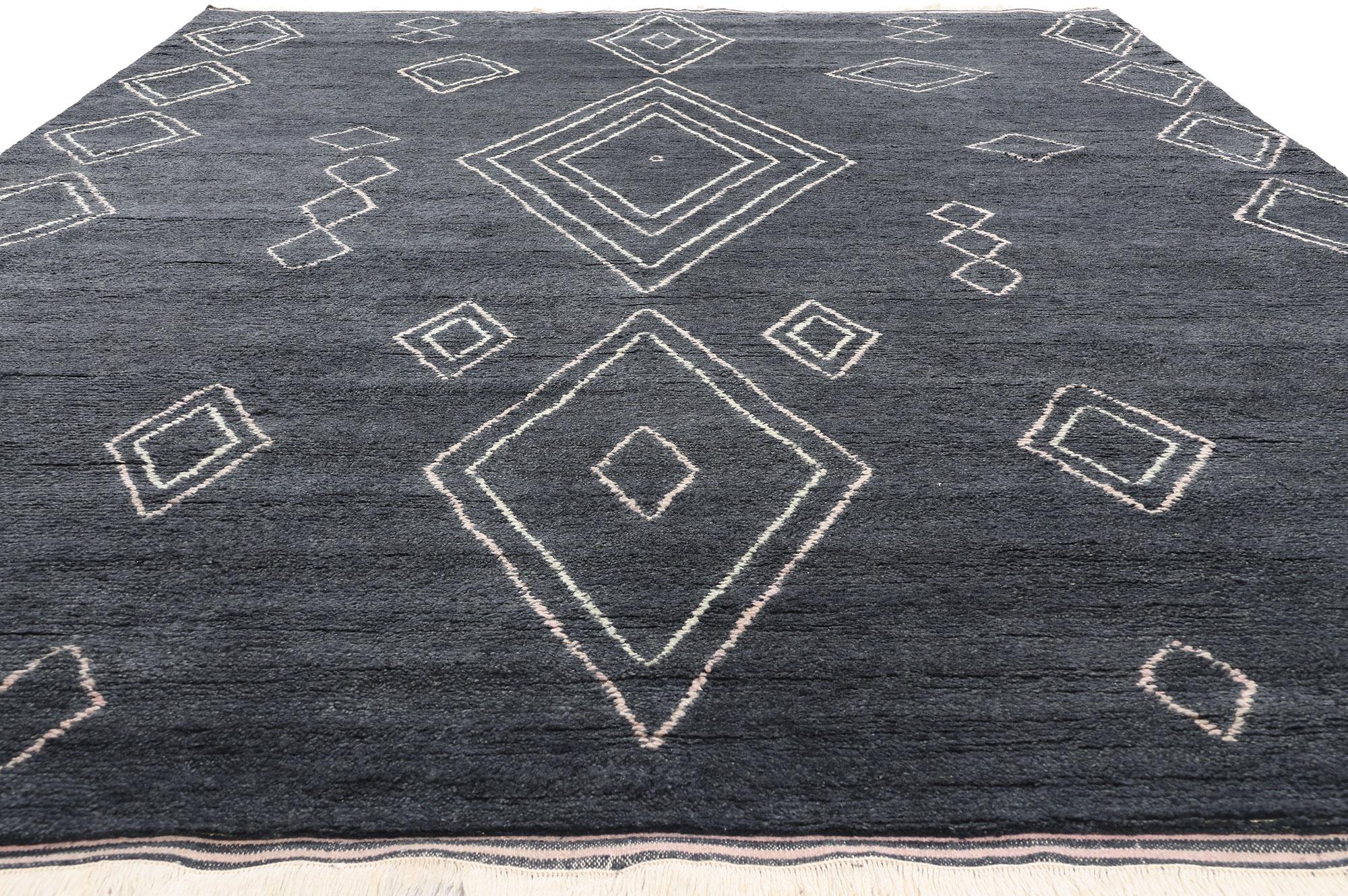 Moderner marokkanischer Celestial-Nachtfall-Teppich, 09'10 x 14'01, Celestial (Böhmisch) im Angebot