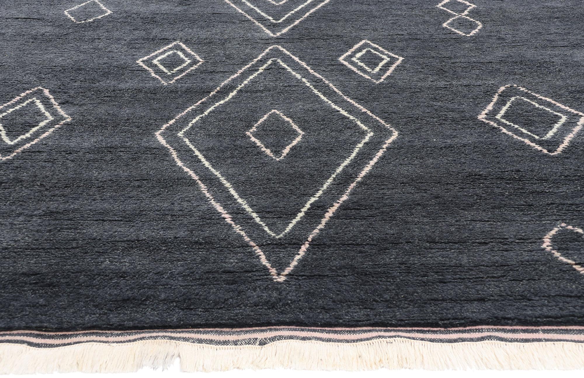 Moderner marokkanischer Celestial-Nachtfall-Teppich, 09'10 x 14'01, Celestial (Indisch) im Angebot