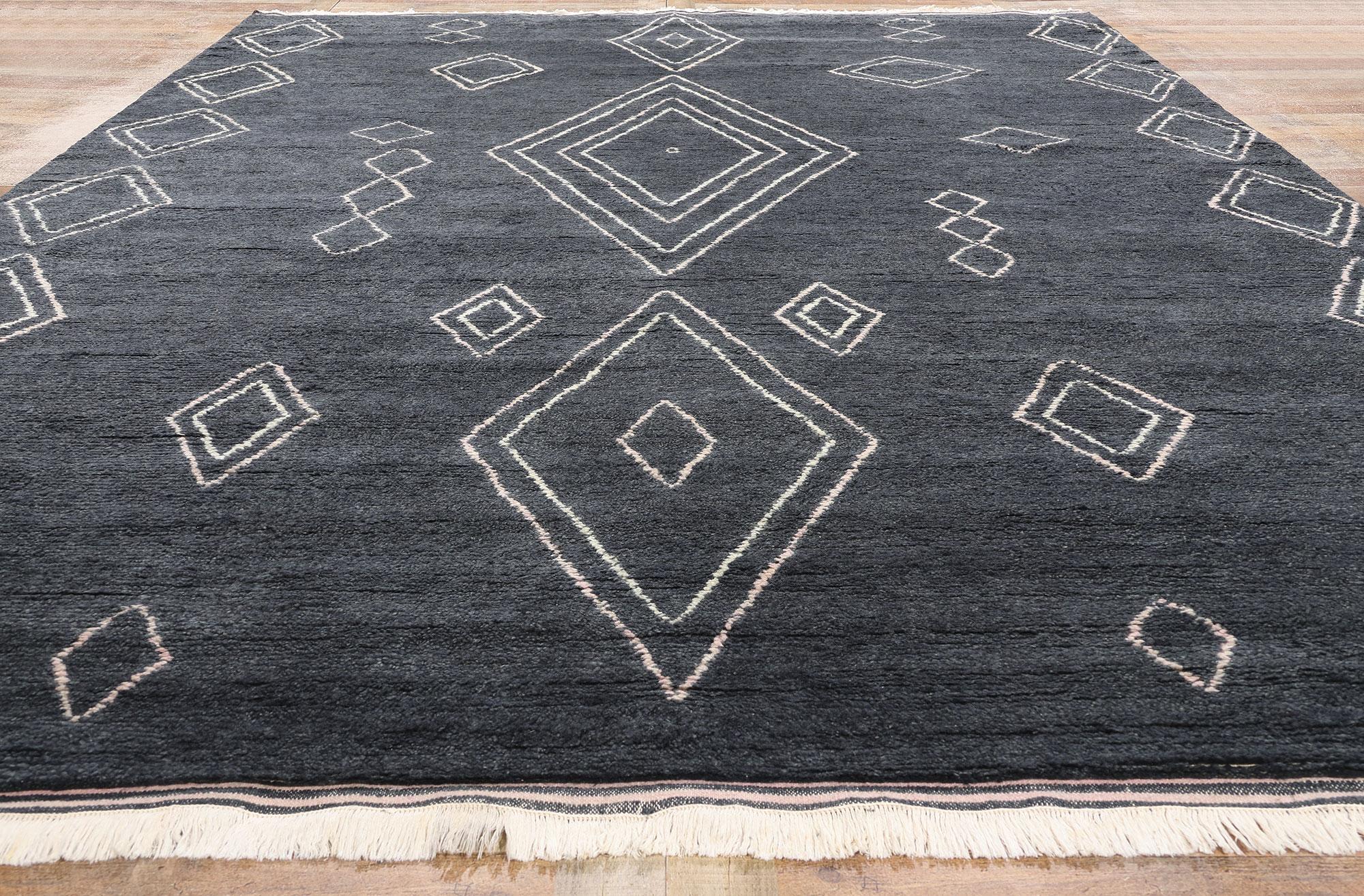 Moderner marokkanischer Celestial-Nachtfall-Teppich, 09'10 x 14'01, Celestial (Wolle) im Angebot