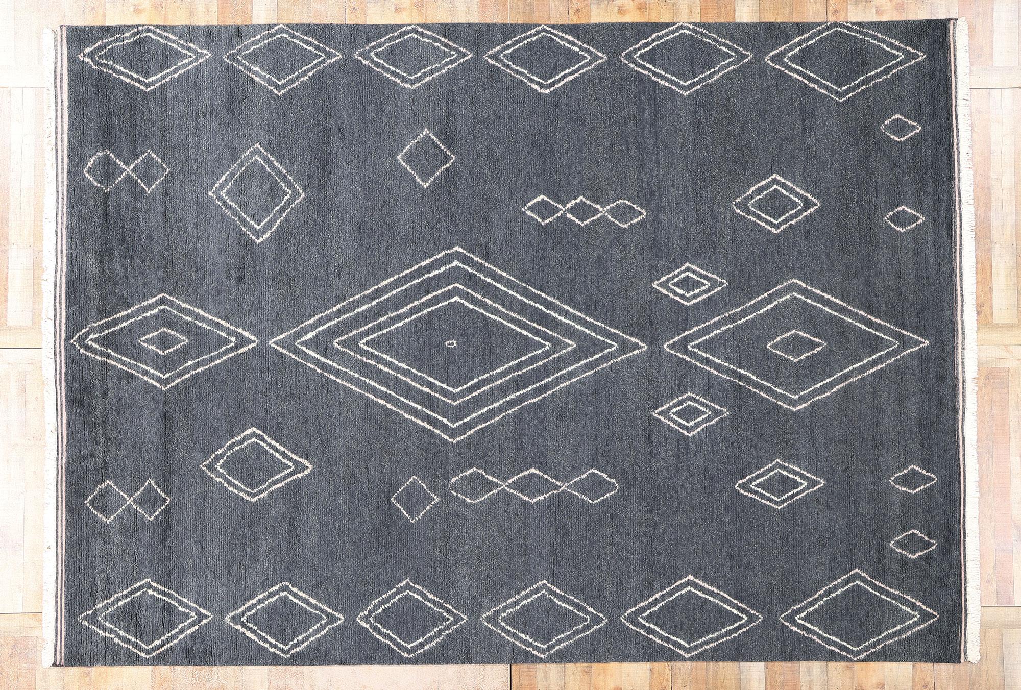 Moderner marokkanischer Celestial-Nachtfall-Teppich, 09'10 x 14'01, Celestial im Angebot 1