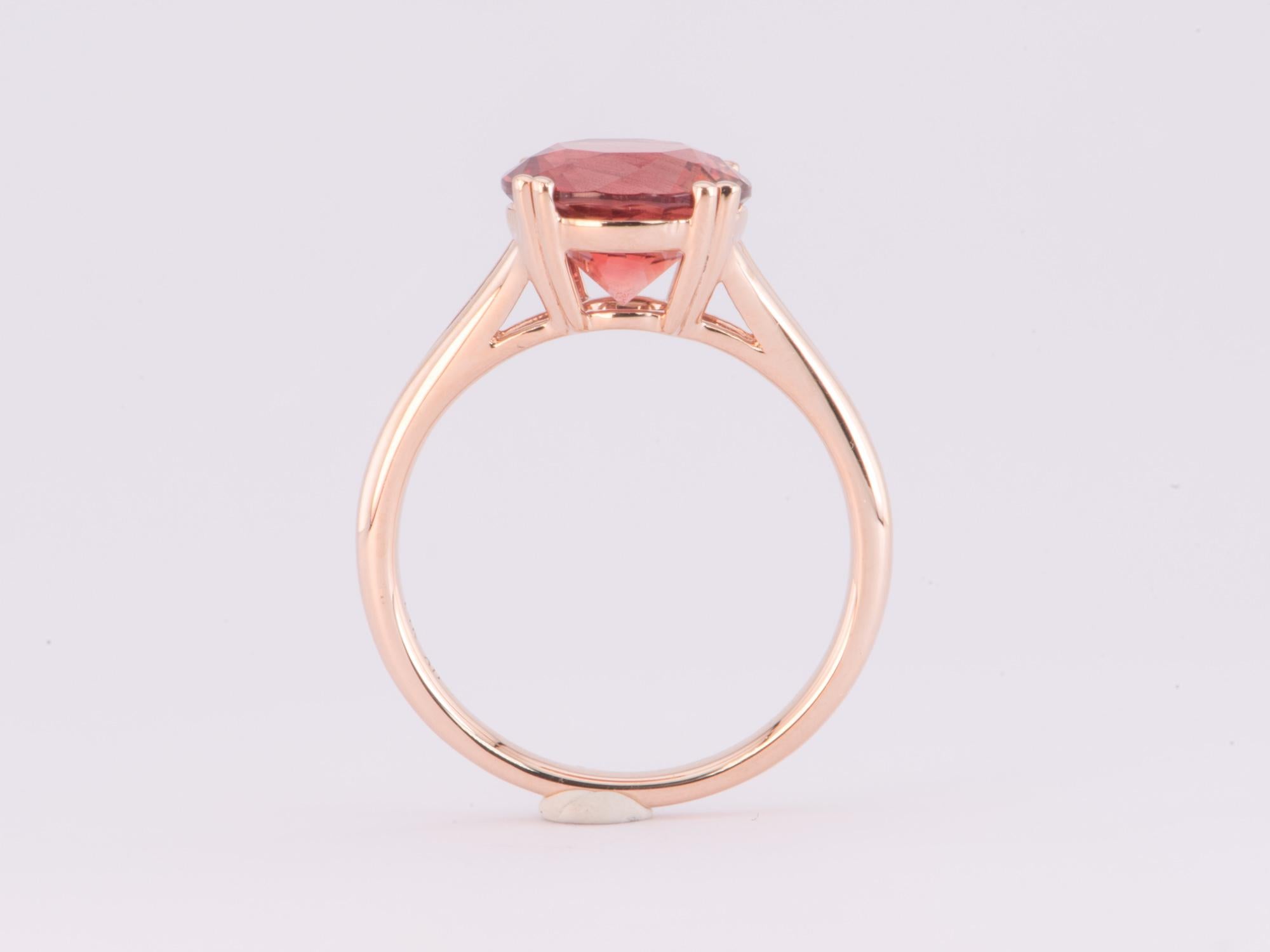 Women's or Men's 3.12ct Deep Red Oregon Sunstone with Double Prongs Engagement Ring 14K Rose Gold