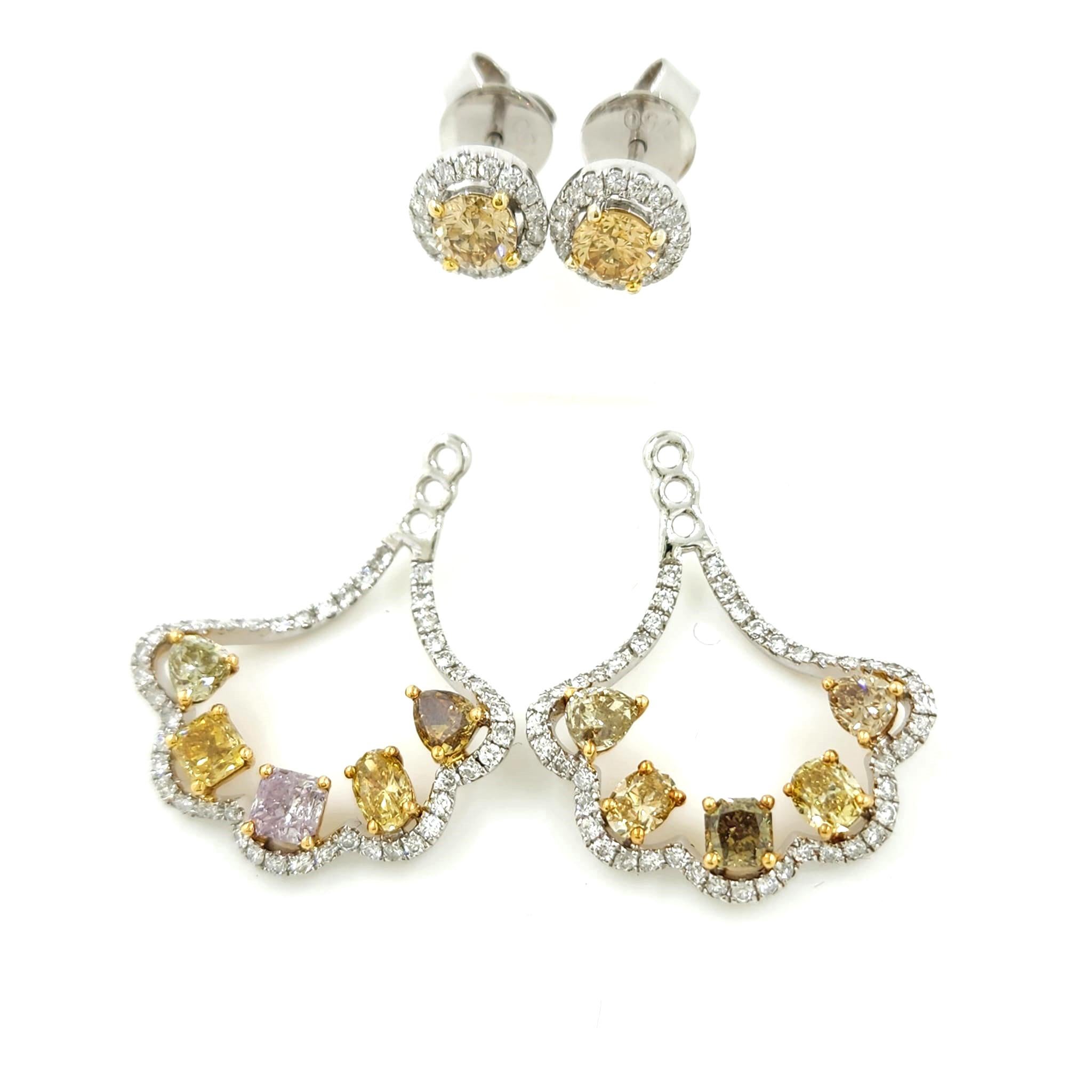 3,12 Karat Ausgefallene Diamant-Ohrringe Jacke aus 18 Karat Weißgold Damen im Angebot