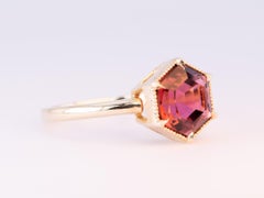 3.12ct Hexagon Rubellite Tourmaline Engagement Ring 14K Gold