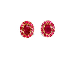 3.12ct Natural Ruby Stud Earrings 14K Gold